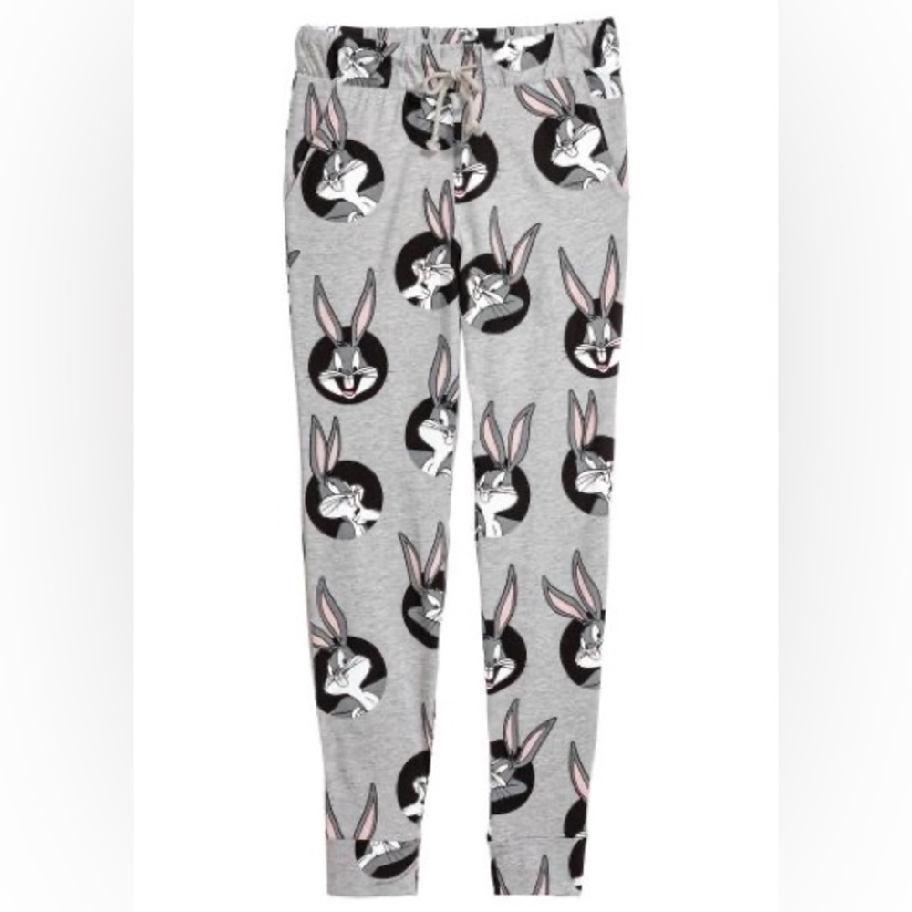 H&M DIVIDED Bugs Bunny Patterned Jersey Joggers With Pockets Size XS